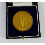 Early 20th century 9 carat gold presentation Diploma medal in fitted leather box