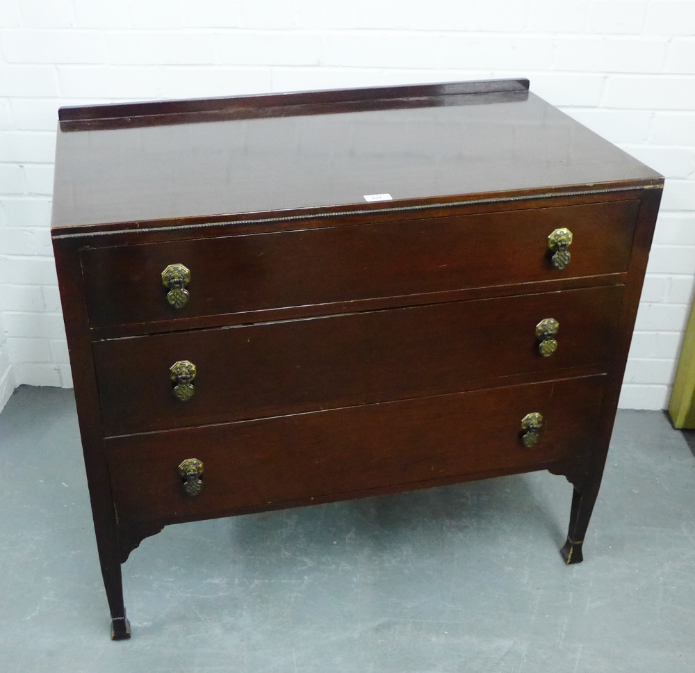 Mahogany chest, the rectangular top above three long graduating drawers, 80 x 92cm