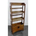 Arts & Crafts oak bookcase with magazine rack to the base 130 x 55cm