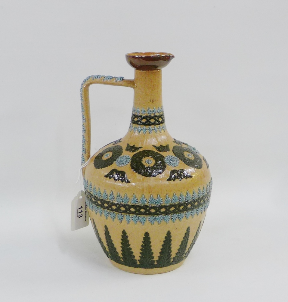 Doulton & Co Lambeth glazed stoneware ewer, 25cm high