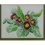 Rodger Banks 'Old Silver - Laced Primroses' Watercolour, signed and dated 27/02/90, in a glazed