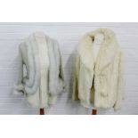 Vintage Jenners of Edinburgh, white fur jacket, together with a crochet bed jacket, (2)