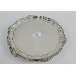 Epns salver with pie crust edge and three scroll feet 26cm diameter