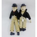 Laurel and Hardy bisque head dolls, longest 55cm, (2)
