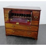 19th century mahogany and inlaid secretaire chest, 105 x 117cm