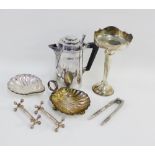 Birmingham silver shell shaped butter dish together with various Epns wares to include a vase, nut