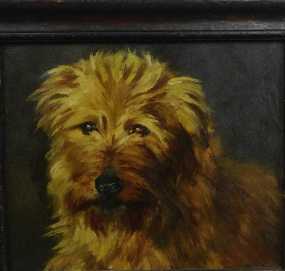 Wilkinson 'Terrier' Oil-on-Board, signed and dated verso, 1906, in an oak frame, 25 x 21cm