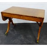 19th century satinwood and brass inlaid sofa table, 73 x 104cm
