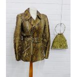 Vintage Ruskin ladies snakeskin jacket, together with a vintage snakeskin handbag, (2)