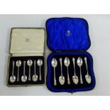 Two cased sets of six Sheffield silver teaspoons (2)