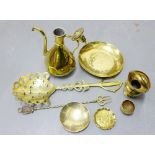 Collection of brass wares to include toasting forks, vases, loving spoon etc., (a lot)