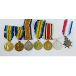 Collection of WWI medals to include a 1914 Star awarded to 11684 GNR A Brain, RGS, three WWI Victory