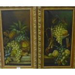 Companion pair of Continental School 'Fruit Still Life' Oil-on-Canvas's, apparently unsigned, in