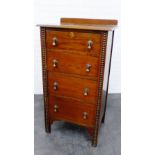 Early 20th century ledgeback chest with four long drawers, 116 x 62cm