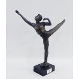 John Letts bronze patinated resin figure of a 'Male Ballet Dancer' on a rectangular plinth base,