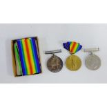 WWI War & Victory medal pair awarded to 21600 PTE HD Moore Bedford Regiment and a WWII Defence medal