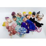 Collection of bisque head puppets etc., (a lot)