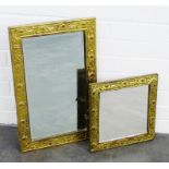 Thistle embossed brass framed mirror together with another, 55 x 34cm, (2)