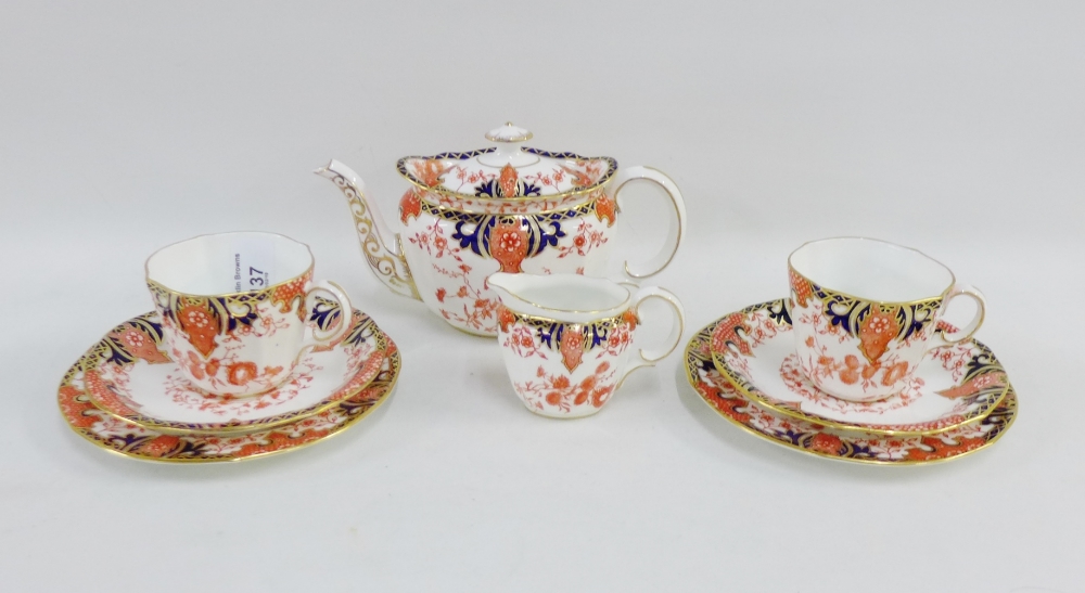 Royal Crown Derby porcelain 'Tea for Two' breakfast set in 'Imari' pattern 2712, comprising two