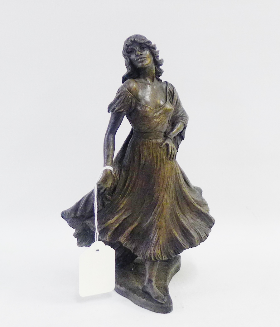 John Letts bronze patinated resin figure of a 'Dancing Female', signed, 22cm high