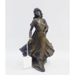 John Letts bronze patinated resin figure of a 'Dancing Female', signed, 22cm high