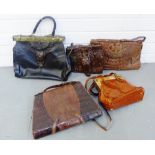 Collection of five vintage leather bags, (5)