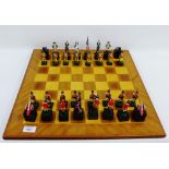 Chess set with painted metal figures in American Civil War uniforms (a lot)