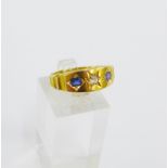 18 carat gold sapphire and diamond ring with Chester 1938 hallmarks, UK ring size P