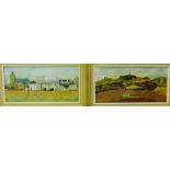 20th Century School, pair of 'Landscape' Oil-on-Boards, signed with initials indistinctly, in