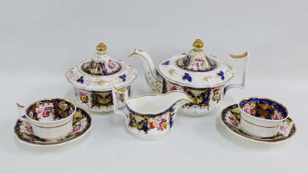 Quantity of 19th century English table wares to include cups, saucers, teapot and a sugar bowl and