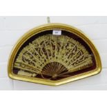 Antique lace fan contained within a giltwood glazed frame, 44 x 30cm