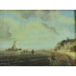 A.Spycker - Dutch School 'Shore Scene with Figures' Oil-on-Board, signed, in a giltwood frame, 11