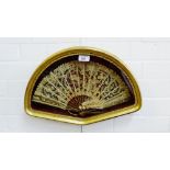 Antique lace fan contained within a giltwood glazed frame, 44 x 30cm