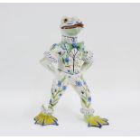 Mosanic Faience frog, 26cm high, (a/f)