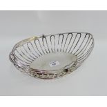 19th century silver plate on copper swing handled bread basket