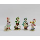 Collection of Dresden figures of Children, tallest 15cm, (4)