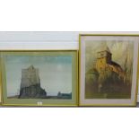 Two coloured prints in gilt glazed frames with Lyonel Feininger & Galerie label verso, largest 54