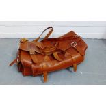 Tan leather travel bag, 60cm long