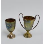 Birmingham silver trophy cup together with a Sheffield silver egg cup (2)