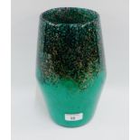 Strathearn green art glass vase with gold aventurine inclusions, 24.5cm high