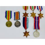 WWI Victory & War medal pair, awarded to 190609 GNR, R MacMillan RA, together with WWII medal