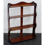 Mahogany wall hanging shelves, 82 x 62cm