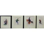 Group of four Chinese paintings on rice paper, in glazed frames, largest 24 x 18cm, (4)