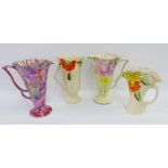 Collection of four Arthur Wood Art Deco flower vases, (4)