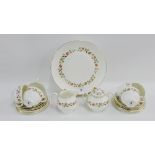 Wedgwood bone china floral patterned teaset, comprising six cups, six saucers, six side plates, twin