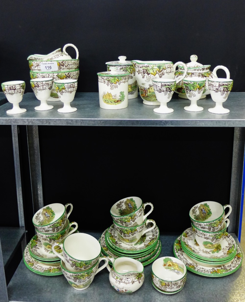 Quantity of Copeland Spode's Byron table wares to include cups, saucers, side plates, teapot, egg