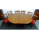 Set of six mahogany dining chairs and a hardwood dining table 180 x 75cm, (7)