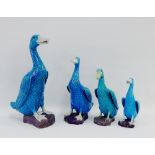 Group of four turquoise glazed geese figures, tallest 31cm, (4)