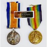 WWI Victory & War medal pair, awarded to 195364 3rd AM R Bruce, RAF (2)