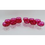 Set of twelve cranberry glass coloured sundae dishes, (12)